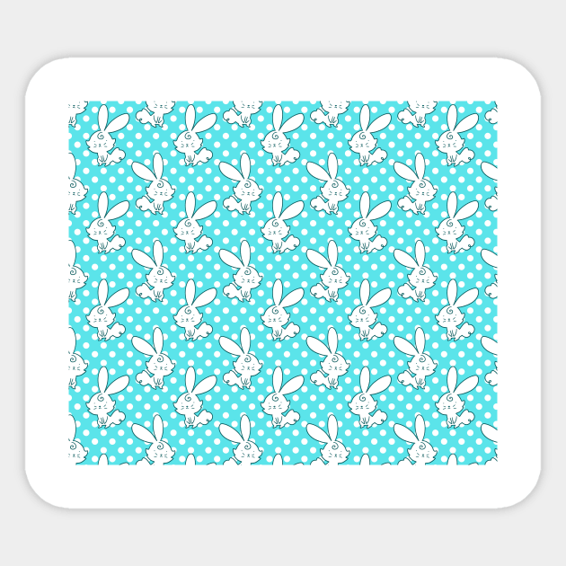 Blue Polk-a-dot Bunny Pattern Sticker by saradaboru